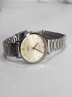 Casio Stainless Steel Watch - Cream Dial, Silver Band. Womens